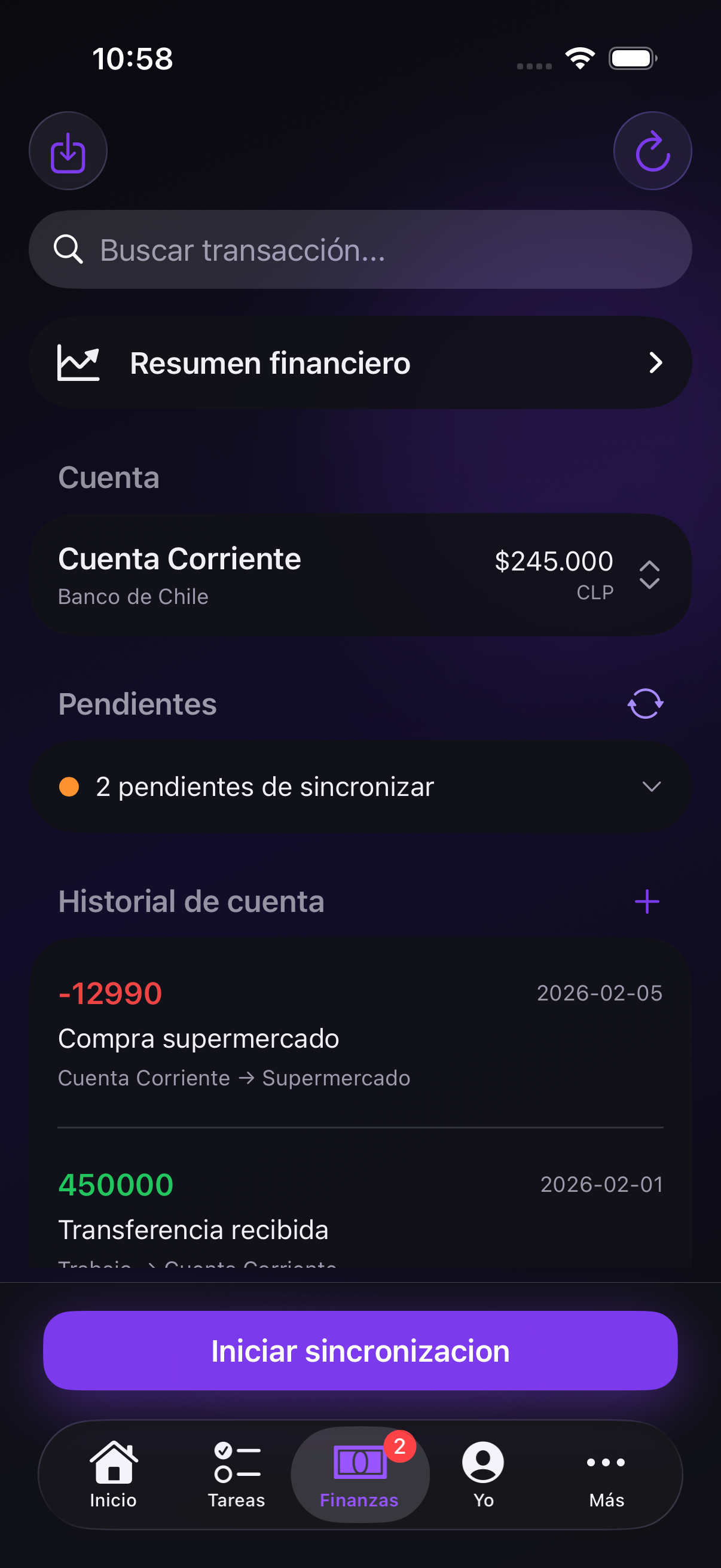 Detalle de transacción